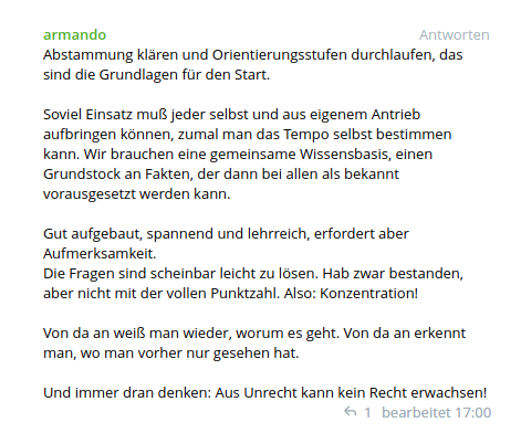 Orientierungsstufen Empfehlung von Armando