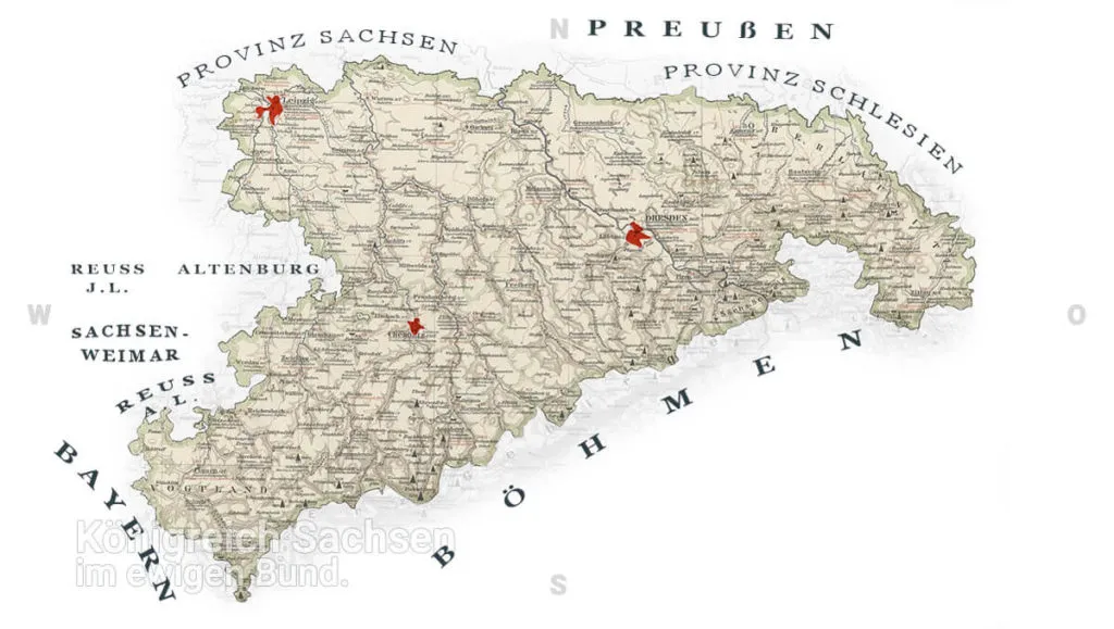 Grenzkarte Königreich Sachsen.